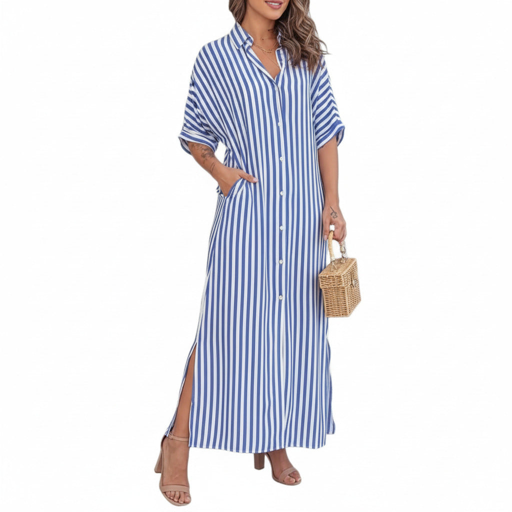 MARINA | VERTICAL STRIPE SHIRT DRESS