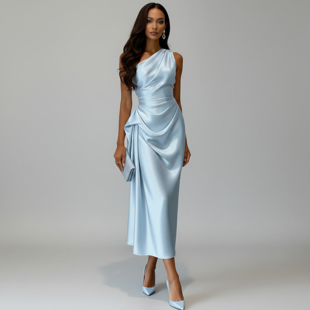 GENEVIÈVE | SATIN PLEATED DRESS