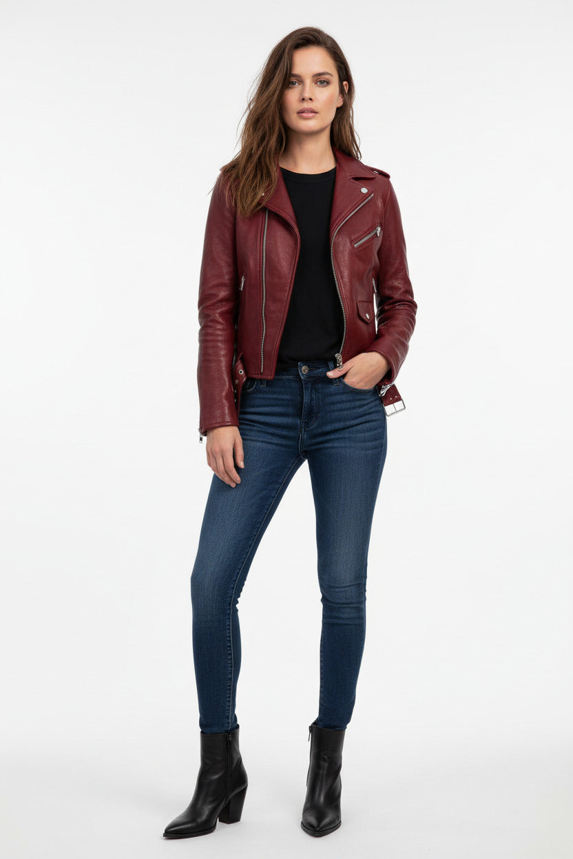 REINA | MINIMALIST ZIP LEATHER JACKET