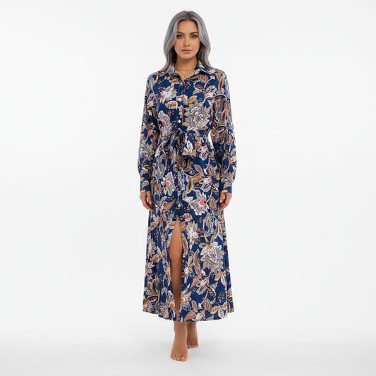 ROSÉ | BELTED FLORAL SHIRT DRESS
