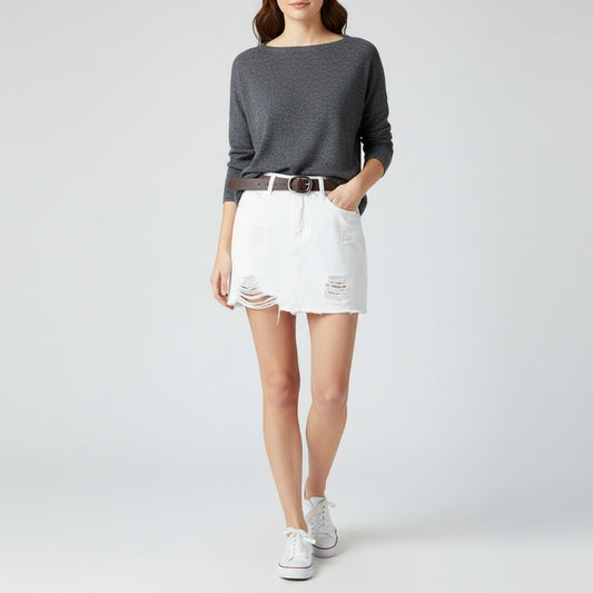 BLAIR | RIPPED DENIM MINI SKIRT