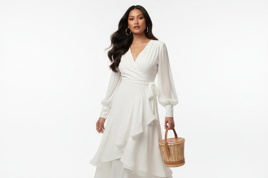 ROSALIE | RUFFLED V-NECK PROM DRESS