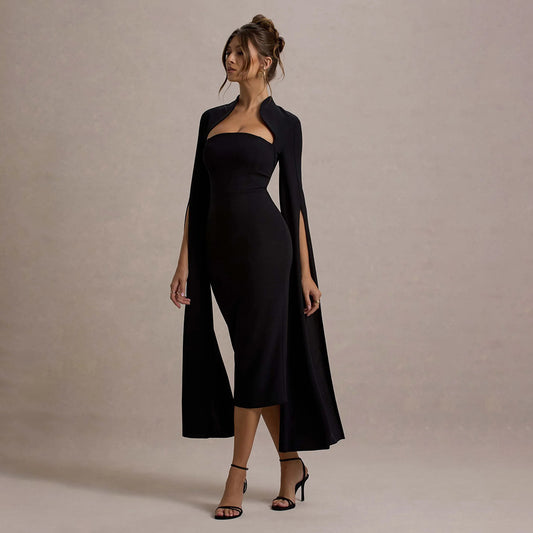 CAPRI | SLEEVELESS CAPE DRESS