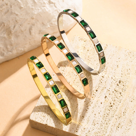 EMERALD | SHELL DIAMOND TITANIUM BRACELET