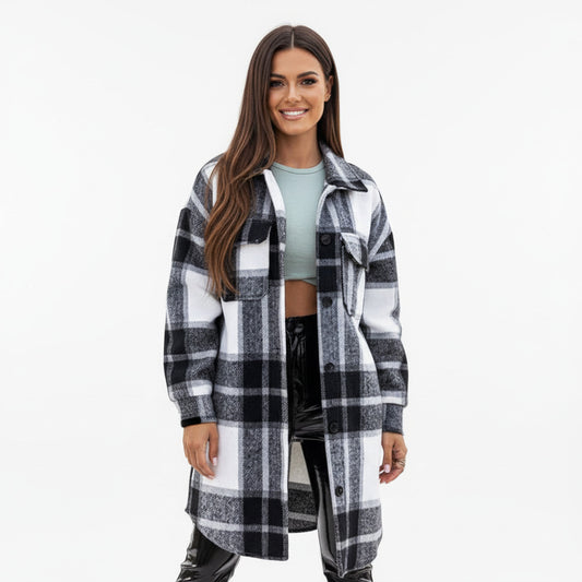 ODETTE | PLAID PRINT WOOL COAT