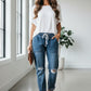 MALIA | RIPPED DRAWSTRING JEANS
