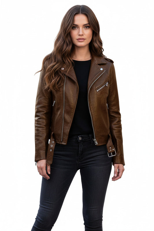 REINA | MINIMALIST ZIP LEATHER JACKET