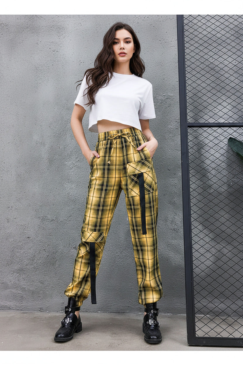 BREA | PLAID CARGO JOGGERS