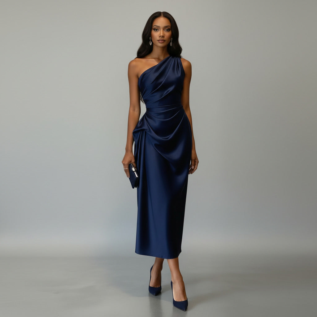 GENEVIÈVE | SATIN PLEATED DRESS
