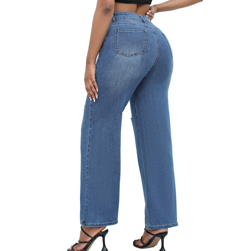 JADE | RIPPED WIDE-LEG JEANS