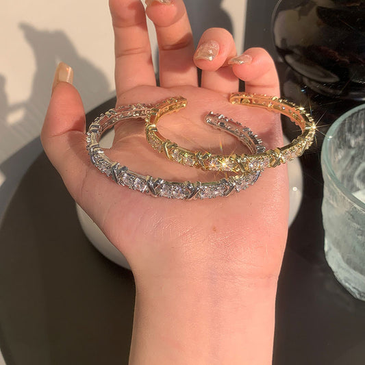 X | X LETTER ZIRCON OPEN BRACELET
