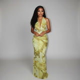 LORENA | ABSTRACT HALTER MAXI
