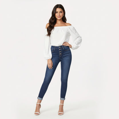 INES | CONTRAST CROPPED JEANS