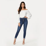 INES | CONTRAST CROPPED JEANS