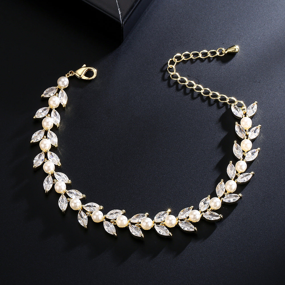 GRACE | ZIRCON PEARL INLAID BRACELET