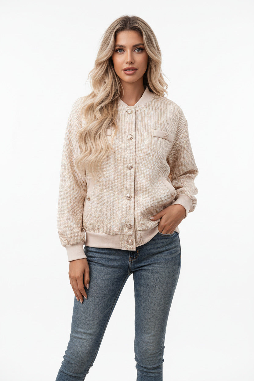 ROXANNE | PLAID BASEBALL JACKET