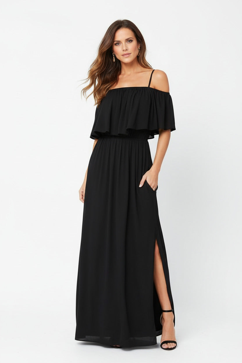 COSETTE | OFF-SHOULDER RUFFLE MAXI