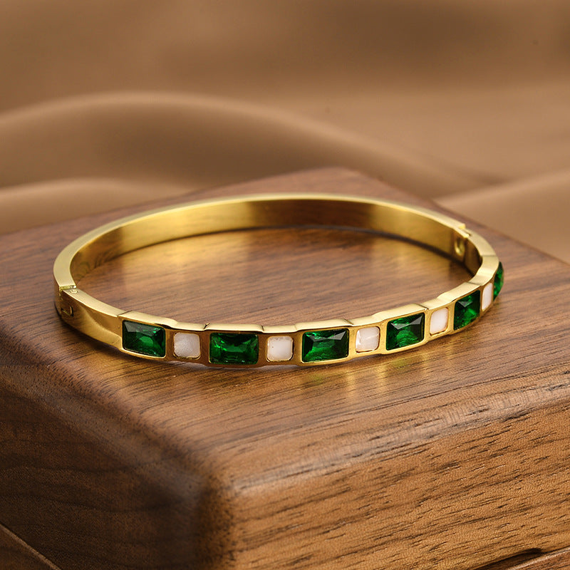EMERALD | SHELL DIAMOND TITANIUM BRACELET