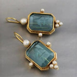 JADE | HEXAGON CRYSTAL PEARL STUDS