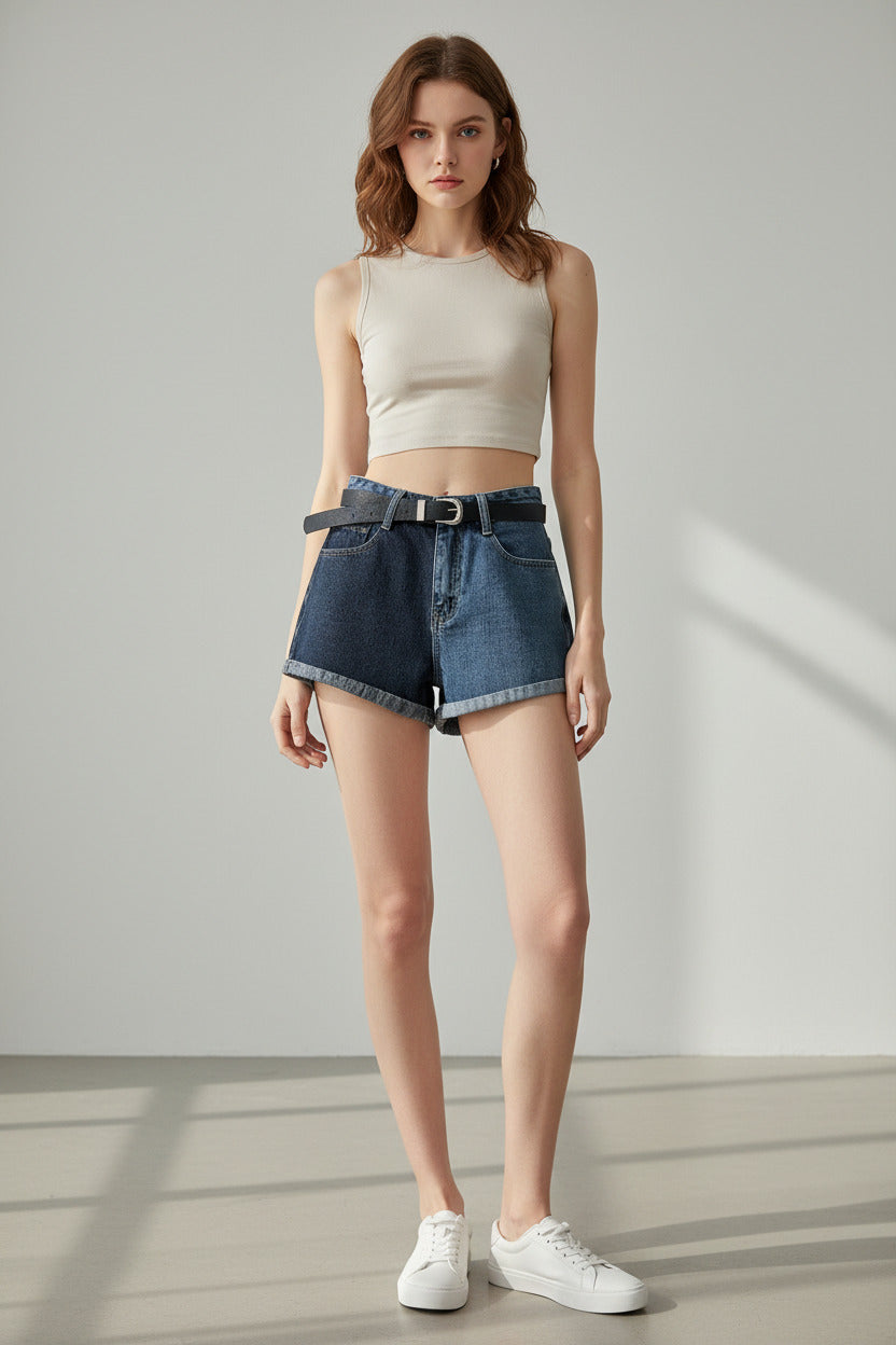 KIRA | TWO-TONE DENIM SHORTS