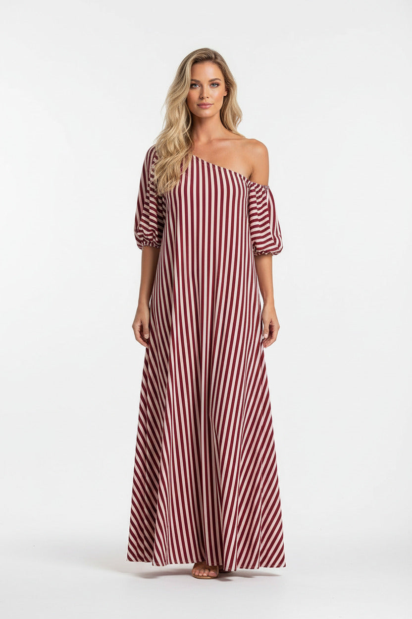 LYRA | STRIPED OFF-SHOULDER DRESS