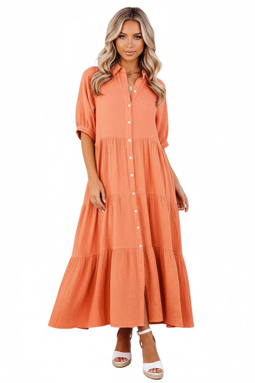 CÉLINA | BUTTON-UP LONG SLEEVE DRESS