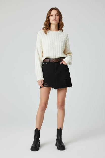 BLAIR | RIPPED DENIM MINI SKIRT