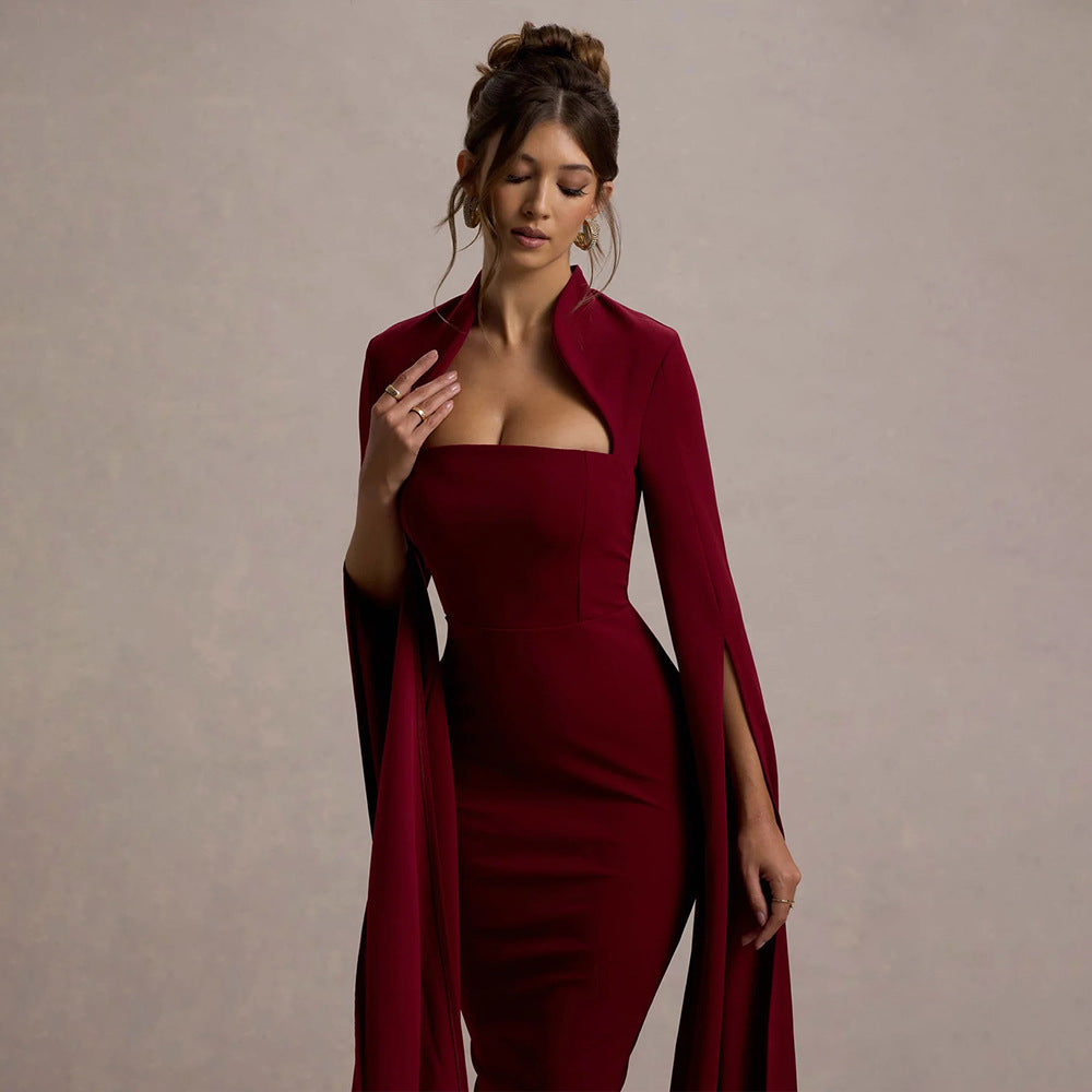 CAPRI | SLEEVELESS CAPE DRESS