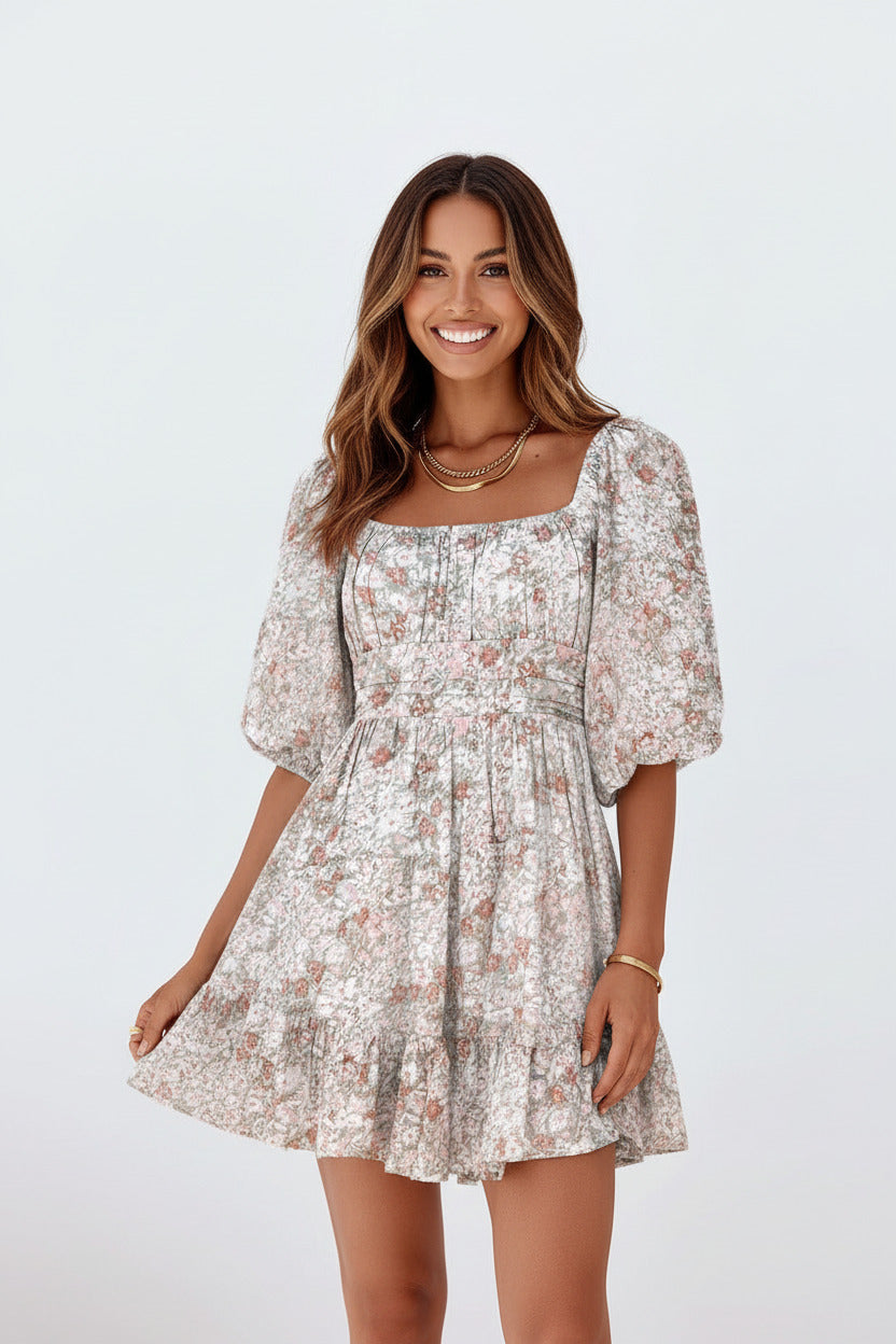 FLEUR | SQUARE NECK LANTERN DRESS