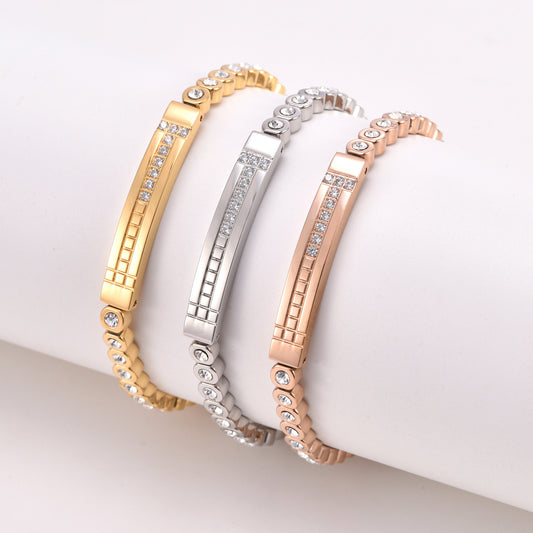 DOUBLE T | INLAID STONE DOUBLE T BRACELET