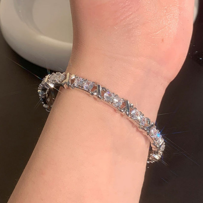 X | X LETTER ZIRCON OPEN BRACELET