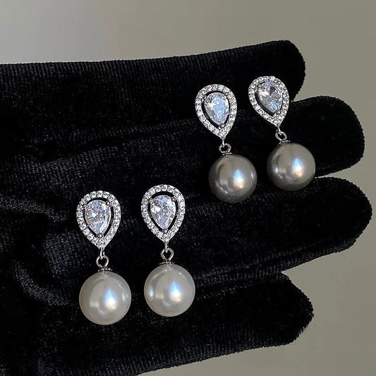 PEARL | DIAMOND PEARL DROP EARRINGS