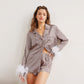 CAMILLE | FEATHER TRIM SHORTS SET