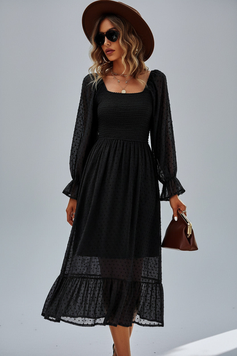 AMÉLIE | SMOCKED BOHO MIDI DRESS