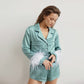 CAMILLE | FEATHER TRIM SHORTS SET