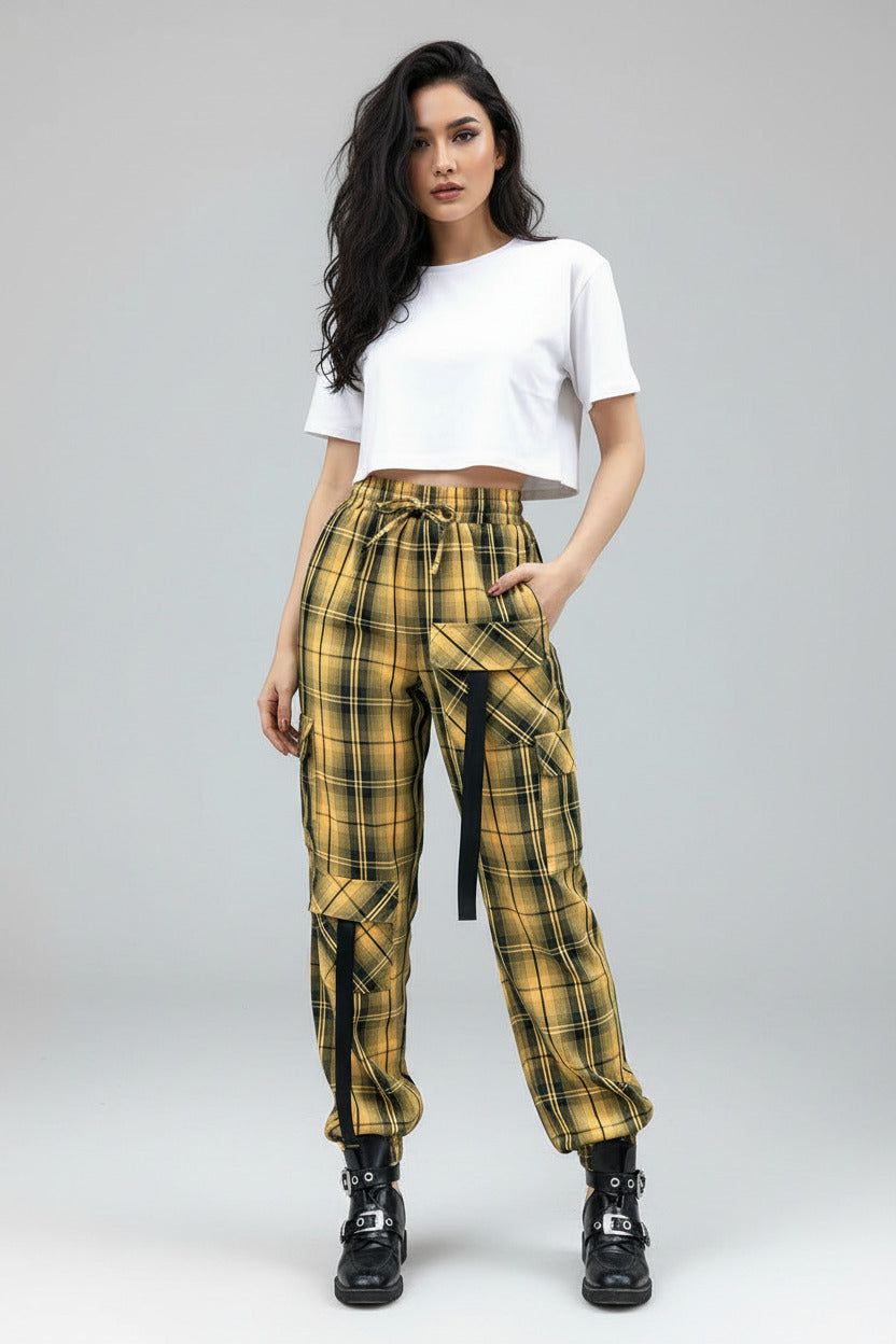 BREA | PLAID CARGO JOGGERS