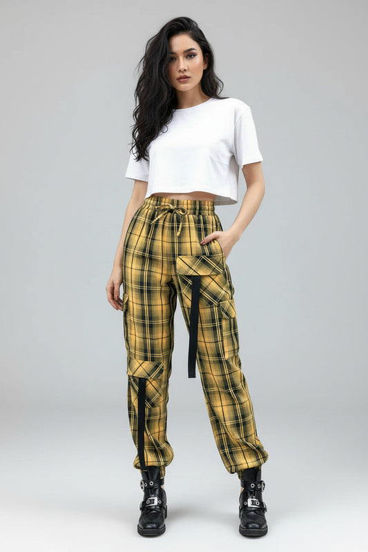 BREA | PLAID CARGO JOGGERS