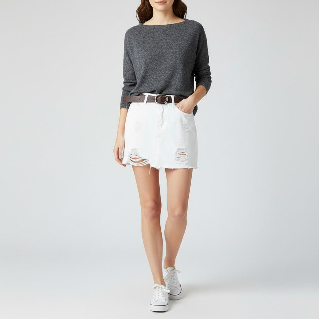 BLAIR | RIPPED DENIM MINI SKIRT