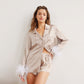 CAMILLE | FEATHER TRIM SHORTS SET