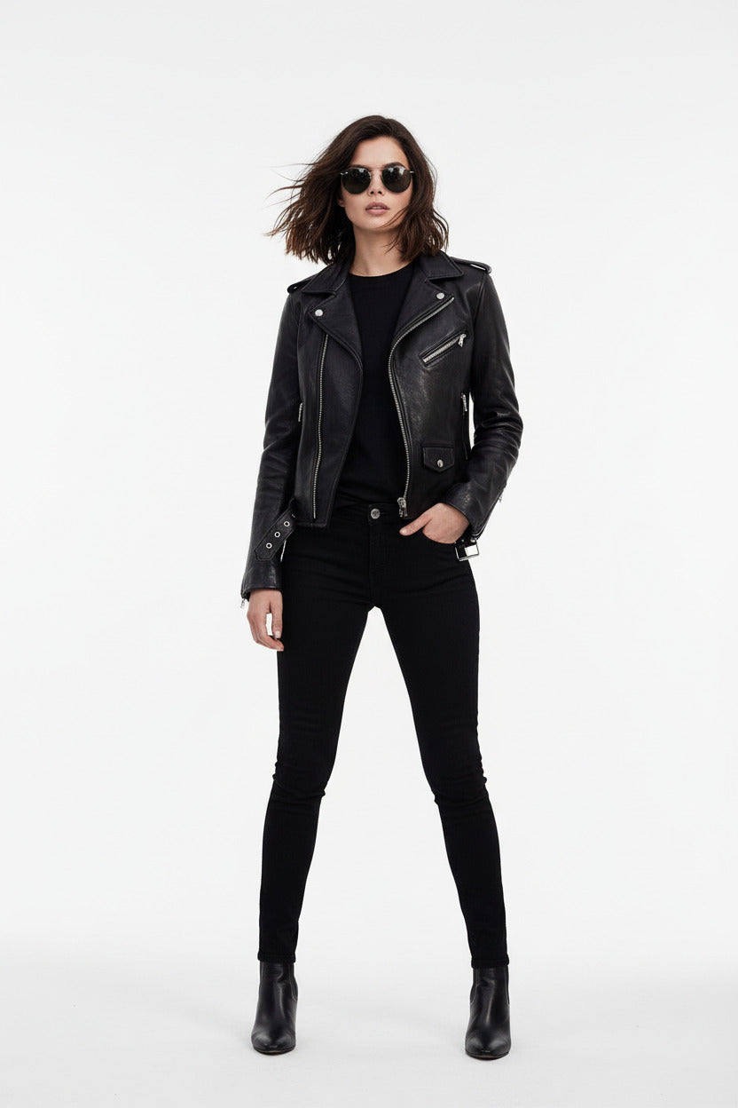 REINA | MINIMALIST ZIP LEATHER JACKET