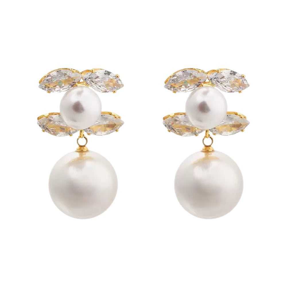 LUNA | PEARL ZIRCON STUD EARRINGS