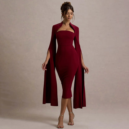 CAPRI | SLEEVELESS CAPE DRESS