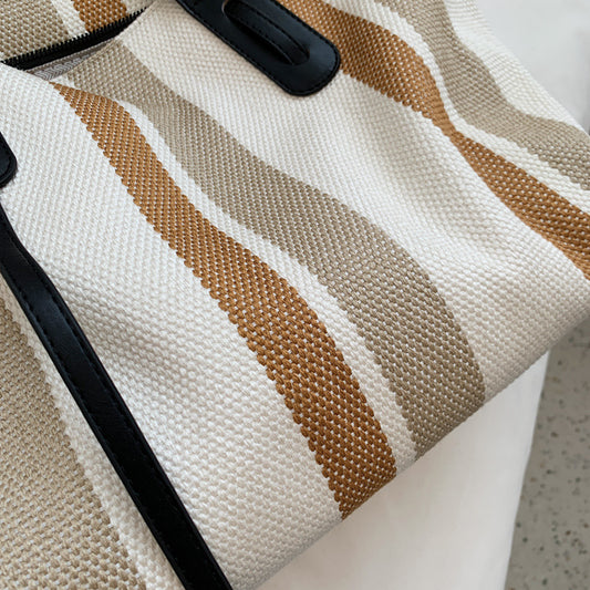 STRIPE | CANVAS STRIPE CONTRAST TOTE