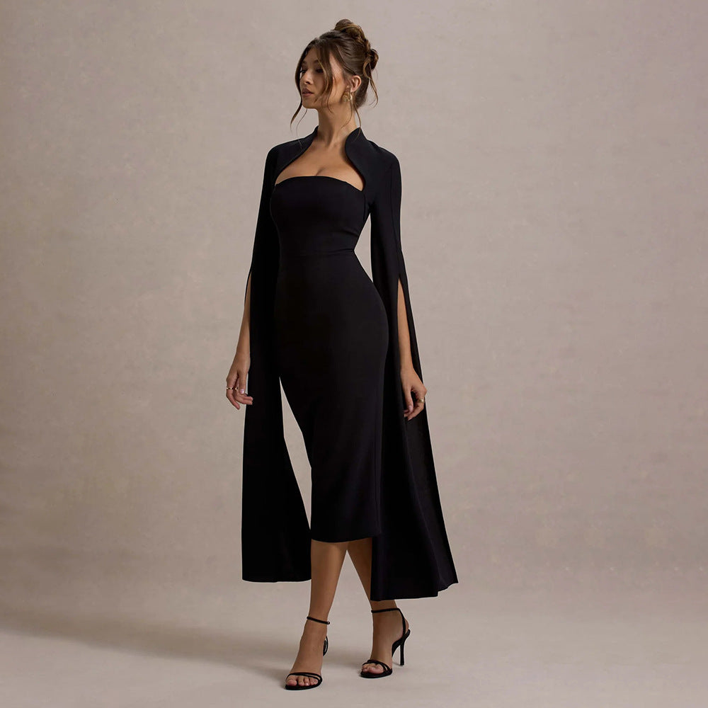 CAPRI | SLEEVELESS CAPE DRESS
