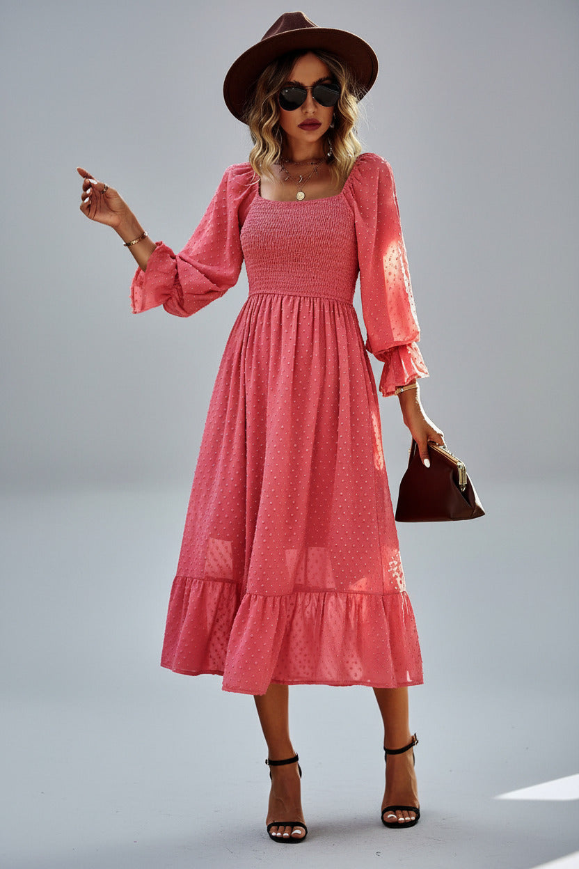 AMÉLIE | SMOCKED BOHO MIDI DRESS