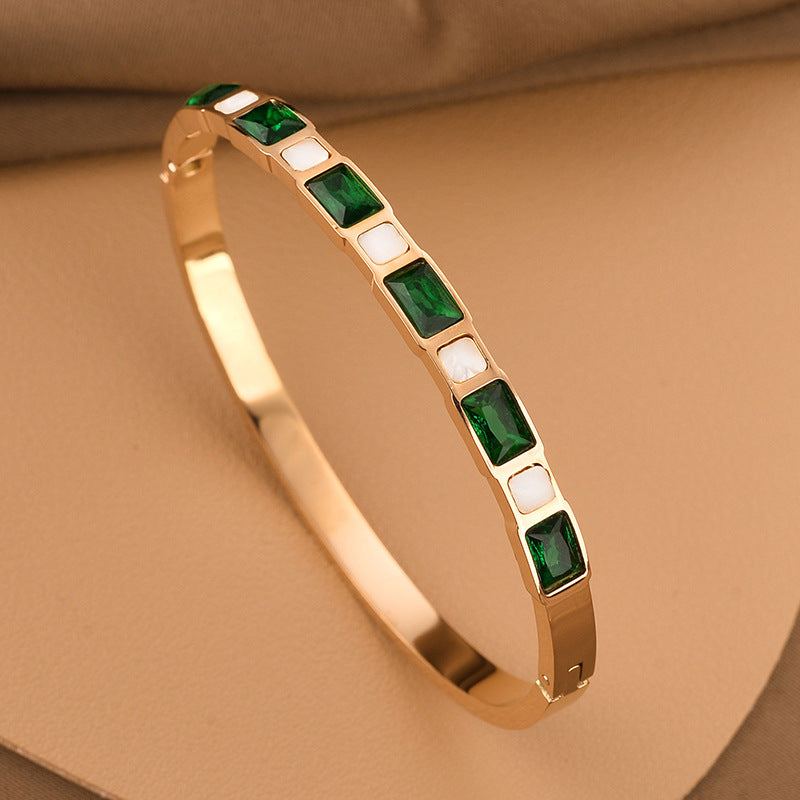 EMERALD | SHELL DIAMOND TITANIUM BRACELET