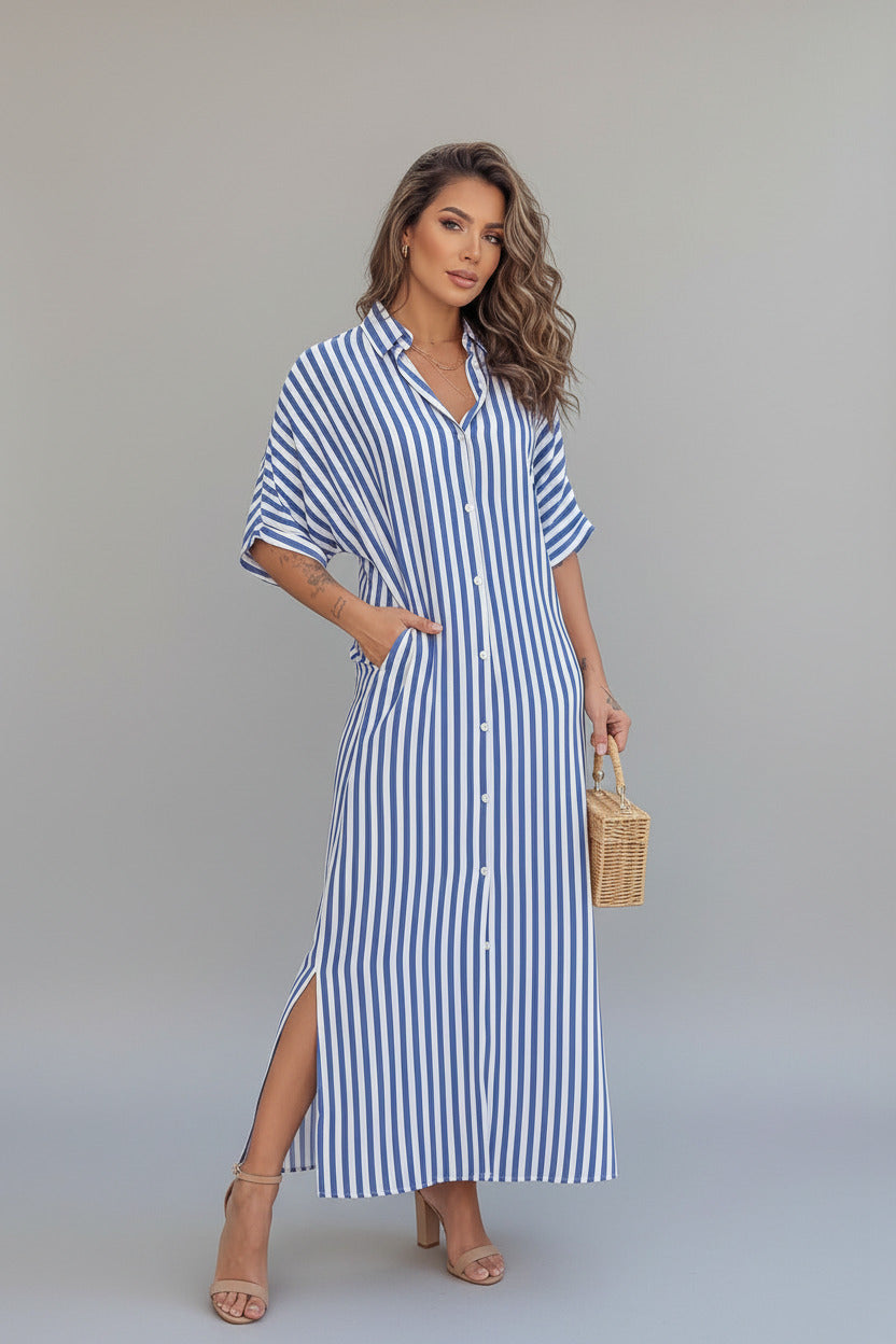 MARINA | VERTICAL STRIPE SHIRT DRESS