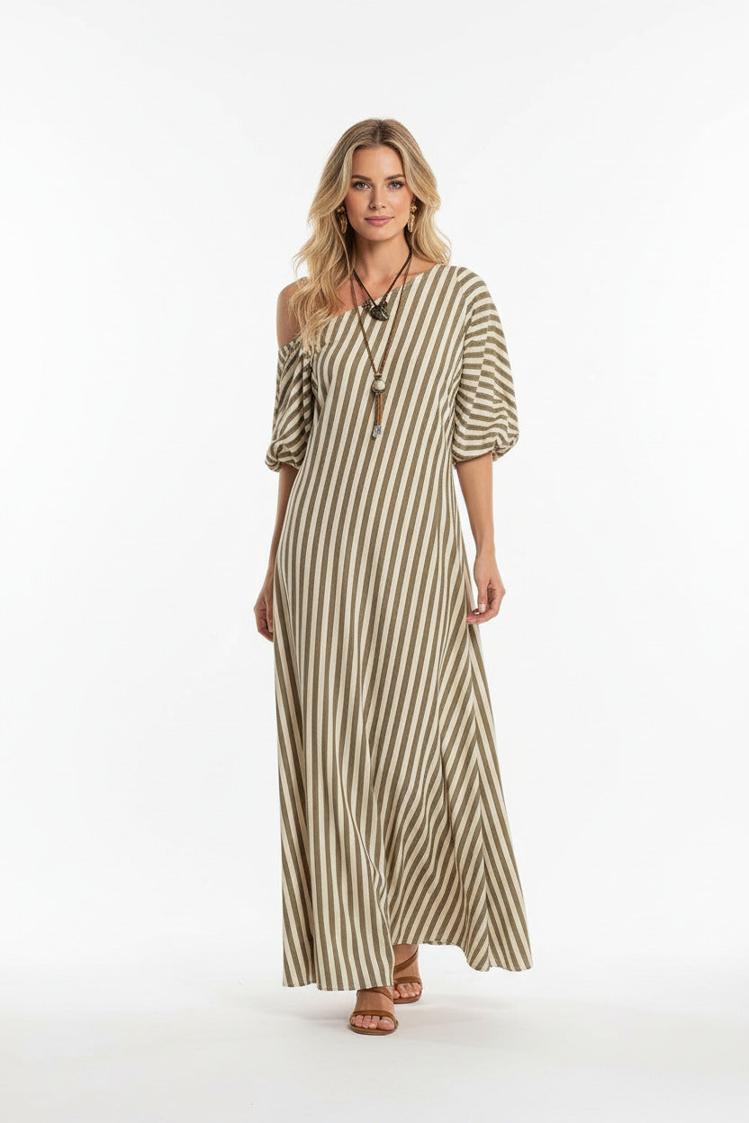 LYRA | STRIPED OFF-SHOULDER DRESS