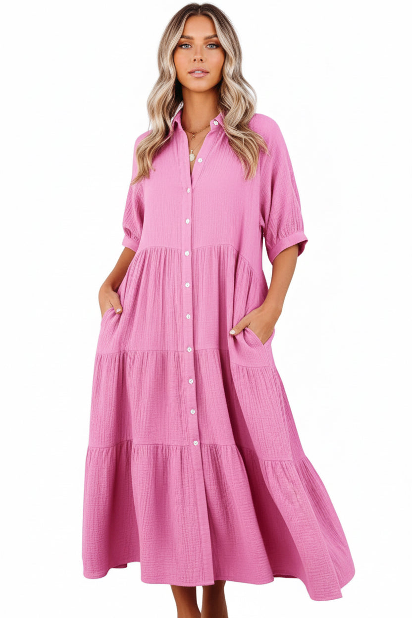 CÉLINA | BUTTON-UP LONG SLEEVE DRESS