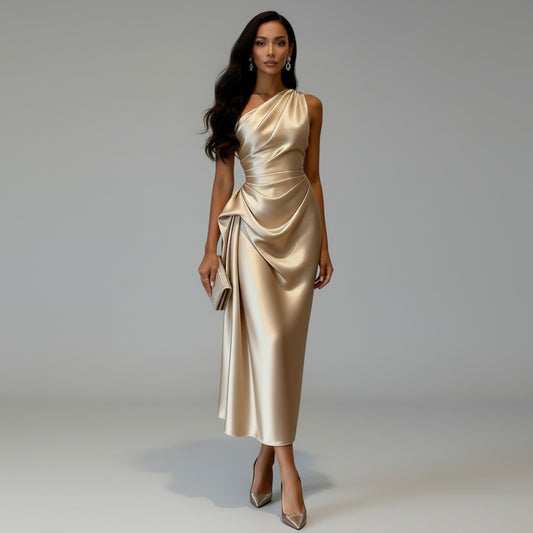 GENEVIÈVE | SATIN PLEATED DRESS